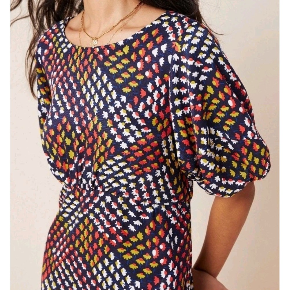 Anthropologie Maeve Melody Mini Dress Size US 8 Floral Puff Sleeve Multicolor - Picture 4 of 16